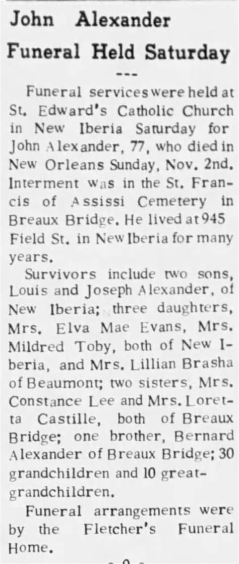 Obituary For John Alexander Aged 77 ™