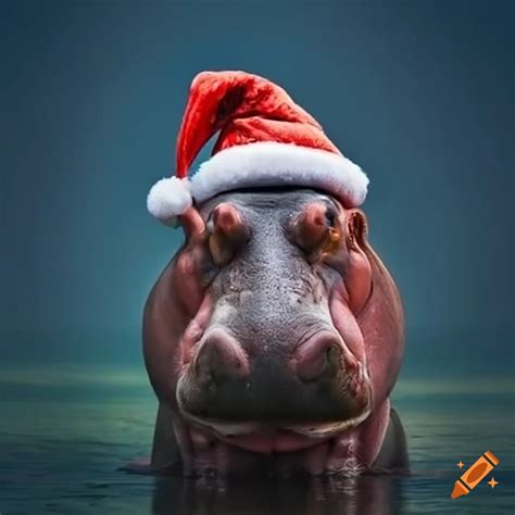 Hippopotamus Wearing Santa Hat On Craiyon