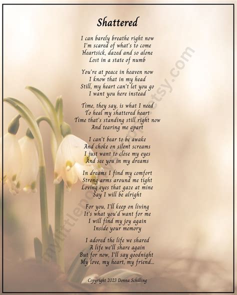 Shattered Sympathy Poem Bereavement Poem Memory Poem Etsy