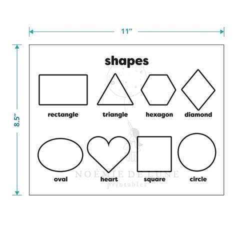 Coloring Shapes Chart Printable 8.5x11 Horizontal Learning Sheet ...