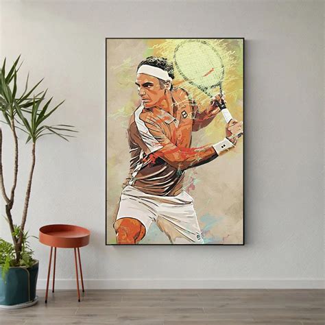 Roger Federer Poster And Prints Famous Tennis Player Painting Canvas