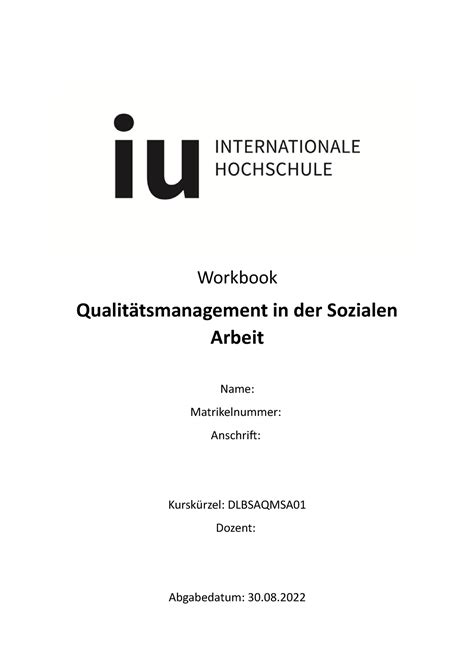 Qualitätsmanagement in der Sozialen Arbeit Workbook