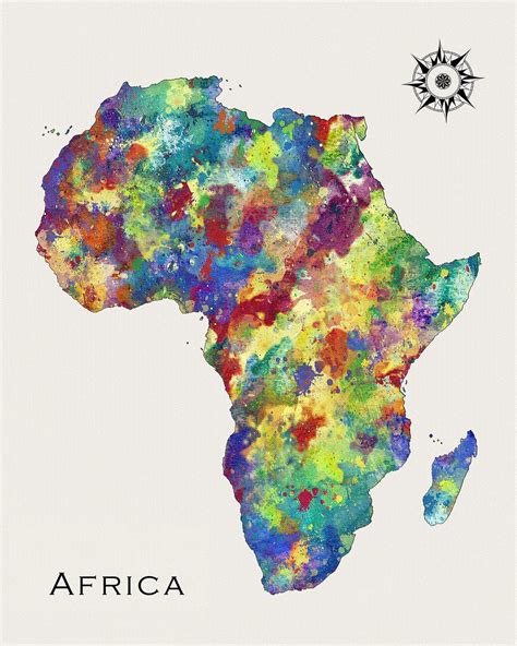 The Map Of Africa In Watercolor