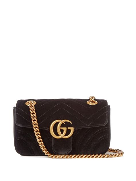 Gg Marmont Mini Chevron Velvet Cross Body Bag Gucci Matchesfashion