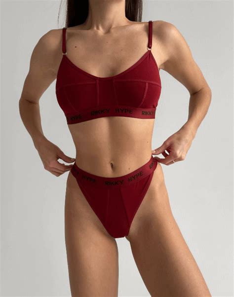 Red Cotton Women Sexy Lingerie Set Organic Cotton Underwear Soft