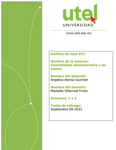 Contabilidad Administrativa Y De Costos Ec Anlisis De Caso Ev Nombre