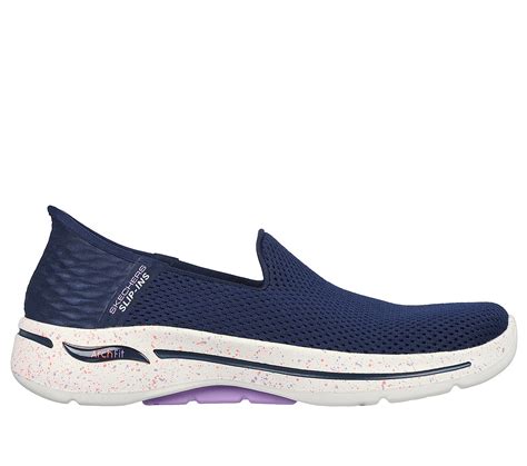 Skechers Navy Lavender Go Walk Arch Fit Women S Slip On Shoes Style