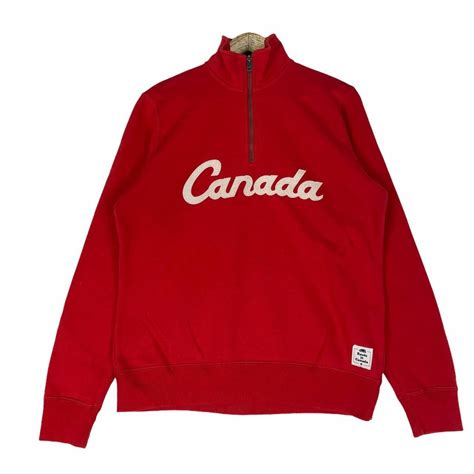 Vintage S Roots Canad Sudadera Media Cremallera Color Rojo Etsy Espa A