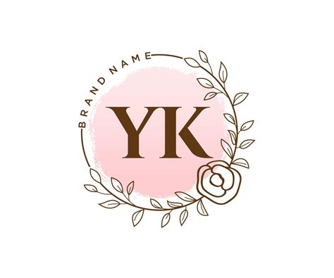 Initial YK Feminine Logo Usable For Nature Salon Spa Cosmetic And