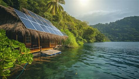 Premium Photo Bungalow With Solar Panels On Sea