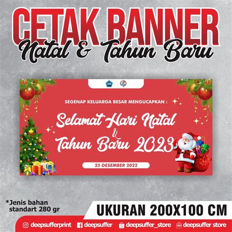 Jual CETAK BANNER SPANDUK BALIHO NATAL DAN TAHUN BARU UKURAN