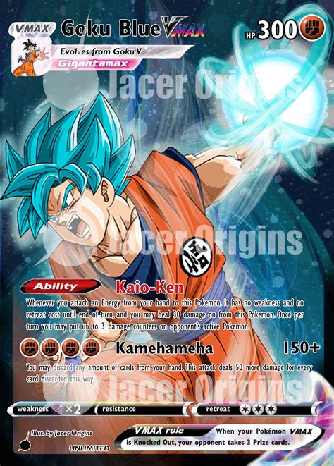 DRAGON BALL X POKEMON Blue Goku Custom Pokemon Holo Card | Etsy