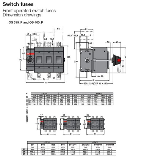 PRODUCT FUSEGEAR SWITCH FUSES FRONT OPERATED SWITCH FUSES DIMENSION