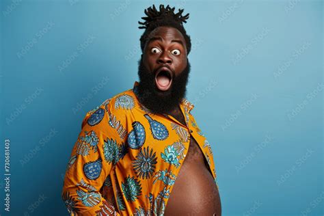 Excited Pregnant African American Adult Trans Man With Beard Father On