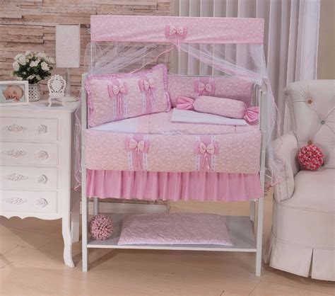 Kit Mini Berço Doce Encanto Rosa Menina 09 Peças R 119 90 em