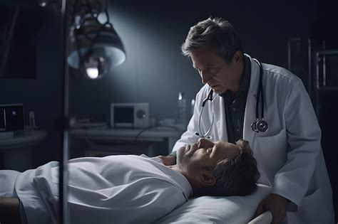 Premium AI Image | A patient in a hospital bed with a doctor beside him