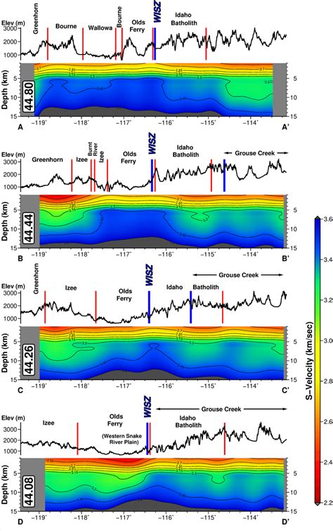 East‐west Cross Sections Of 3‐d Ambient Noise Tomography Boxed Numbers Download Scientific