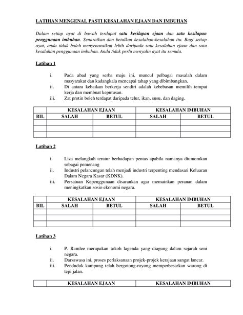 DOCX Latihan Mengenal Pasti Kesalahan Ejaan Dan Imbuhan DOKUMEN TIPS