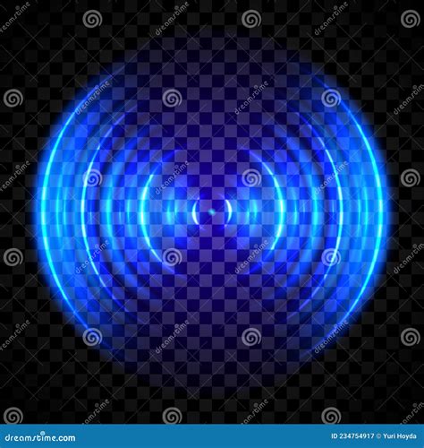 Blue Glowing Ring. Sonar Sound Wave. Signal Concentric Circle. Radio ...