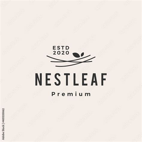 Nest Leaf Hipster Vintage Logo Vector Icon Illustration Stock Vector