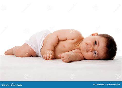 Baby Laying On His Stomach With Angel Wings Attached Royalty Free Stock