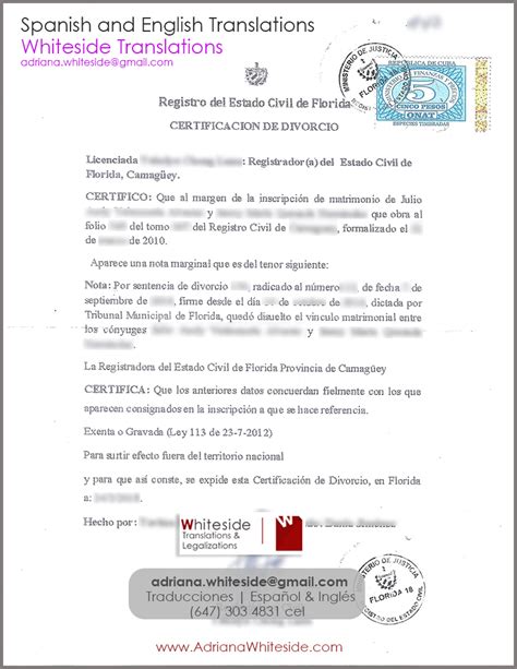 Certificados De Divorcio De Latinoamérica Adriana Whiteside