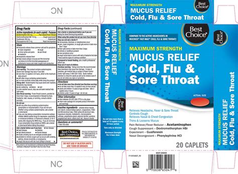 Mucus Relief Cold Flu And Sore Throat Acetaminophen Dextromethorphan