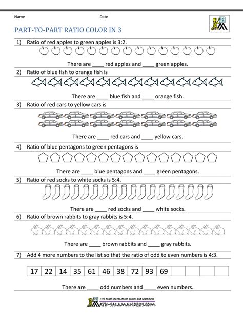 Ratio Part To Part Worksheet