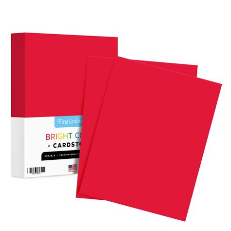 Red Premium Colored Card Stock Paper Medium Weight 65lb Cardstock Perfect For School Supplies