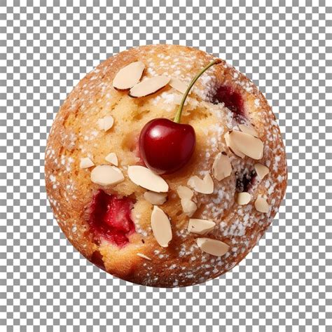 Premium Psd Tasty Cherry Almond Muffin Isolated On Transparent Background