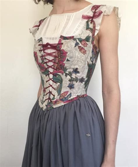 Peasant Bodice Renaissance Corset In Floral Jacobean Style Etsy