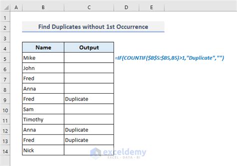 Excel Formula To Find Duplicates In One Column 8 Easy Ways Exceldemy