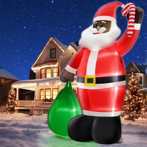 Turnmeon Feet Giant Christmas Inflatables Black Santa Claus Outdoor