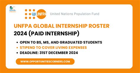 UNFPA Global Internship Roster 2024 Stipend Is Available