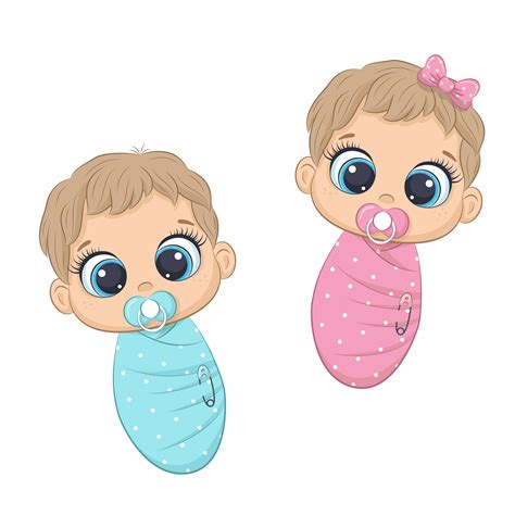 Cute Newborn Girl And Boy 1213396 Vector Art At Vecteezy