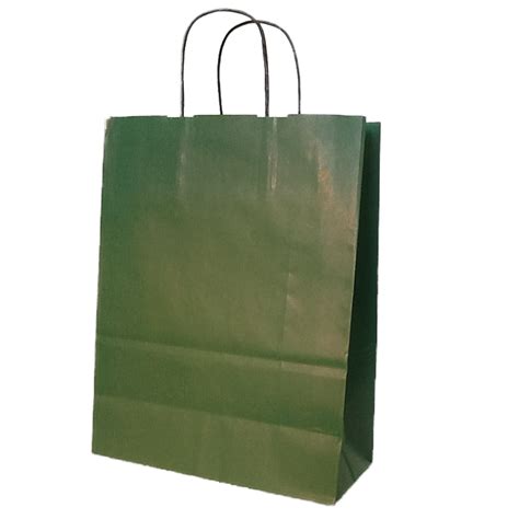 Green Plain Paper Carrier Bags Twisted Handle Atom Printed Carrier Bags