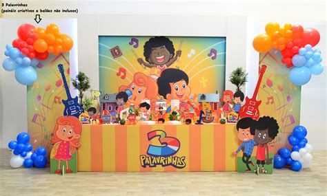 3 Palavrinhas Arte Alegria Decoração para Festa Infantil