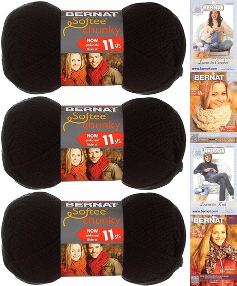 Bernat Softee Chunky Yarn Bundle Super Bulky Number Skeins Black