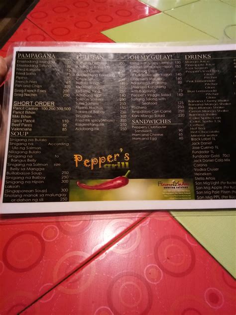 Menu At Pepper S Grill Restaurant Santa Maria 780 Santa Maria Bypass Rd