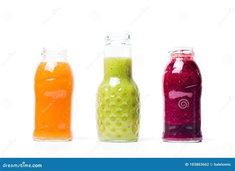 Colorful Smoothies with Fruits Isolated Stock Photo - Image of ...