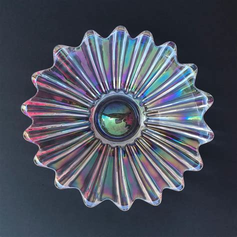 Federal Glass Atomic Celestial Bowl Rainbow Iridescent Glass Etsy Iridescent Glass