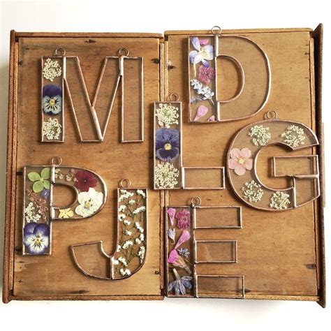 Personalised Stained Glass Pressed Flowers Initial Frame Etsy