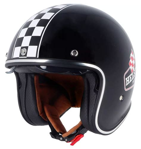 Casque Helstons Flag Helmet Noir Jet Moto Vintage Ece