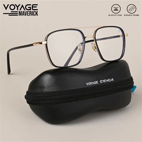 Voyage Maverick Golden And Black Wayfarer Eyeglasses For Men And Women 96 Goeye