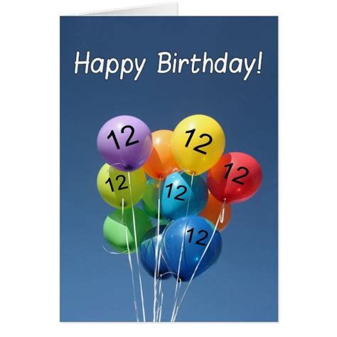 Happy 12th Birthday Colored Balloons in a blue Sky #Ad , #sponsored, #Colored#Balloons#blue# ...