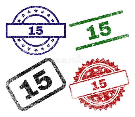 Grunge Textured 15 Stamp Seals Stock Vector Illustration Of Green