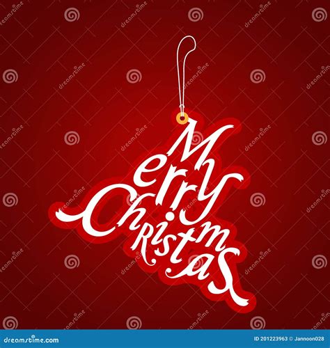 Christmas Greeting Card Merry Christmas Lettering With Christmas Tree