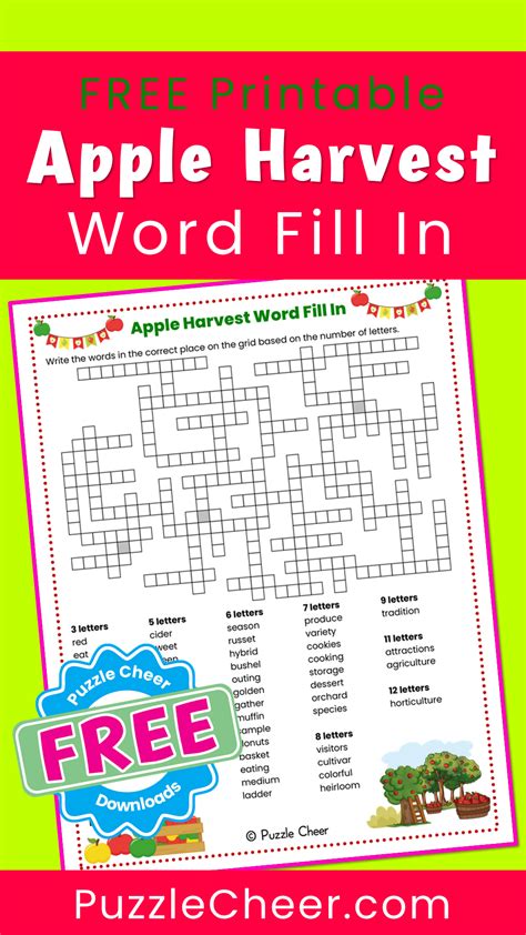 Apple Harvest Word Fill In Puzzle Puzzle Cheer