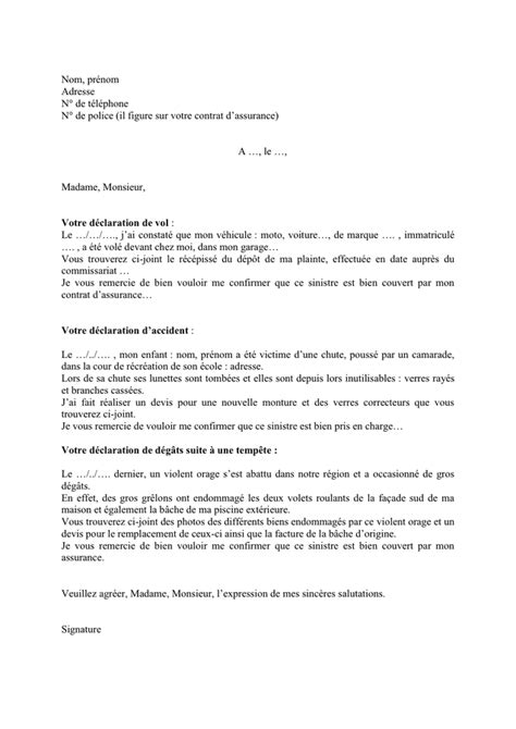 Votre Declaration De Sinistre A Votre Assureur Doc Pdf Page Sur