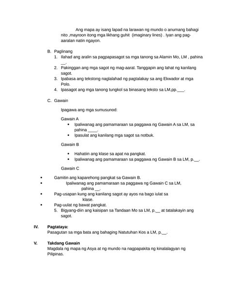 Solution Aralin 1 Absolute Na Lokasyon Gamit Ang Mapa Docx Studypool